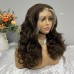 #4 Brown Double Drawn Bouncy Curl 13x4 Transparent Lace Full Frontal 300% Density Wig