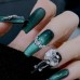 10Pcs Long Press on Nails Cat Eye False Nails Cute Pearl 3D Design Manicure for Girls Women