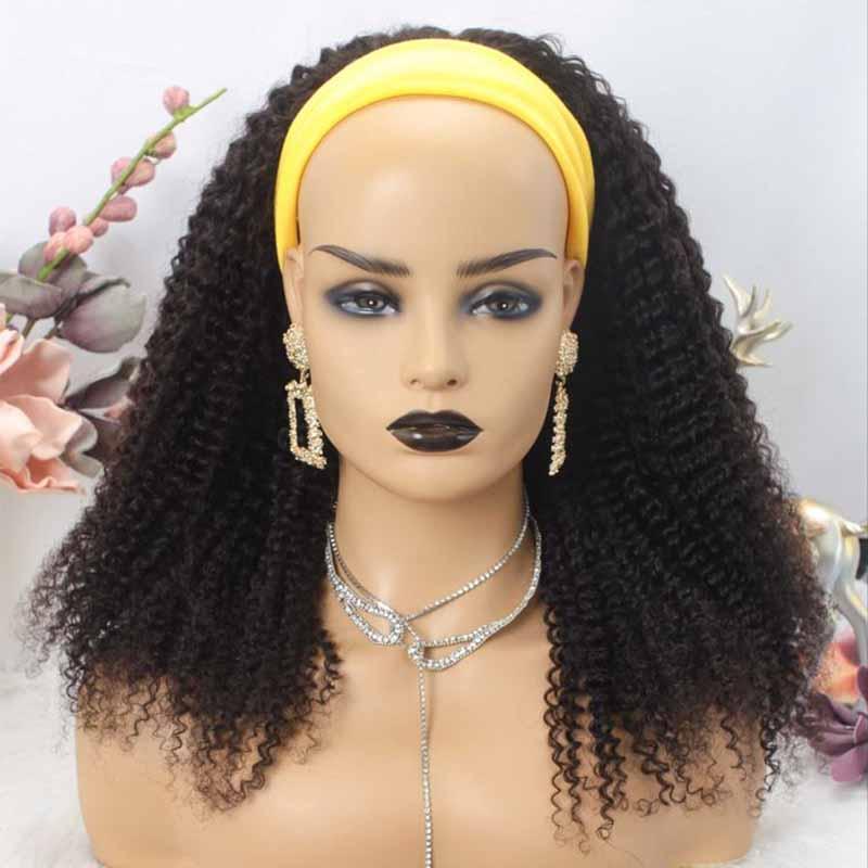 Headband Wig Human Hair Kinky Curly Wig