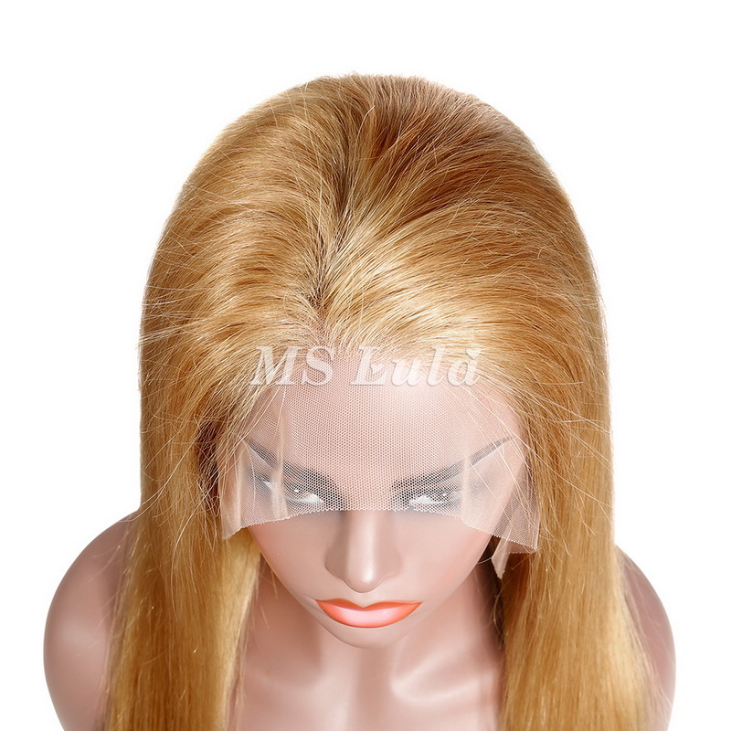 Honey Blonde Color 27# 13×4 Lace Front Wigs,Indian Remy Human